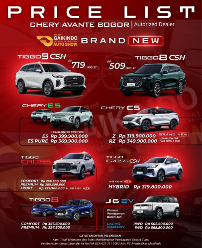 Pricelist Harga Chery cikande 2025